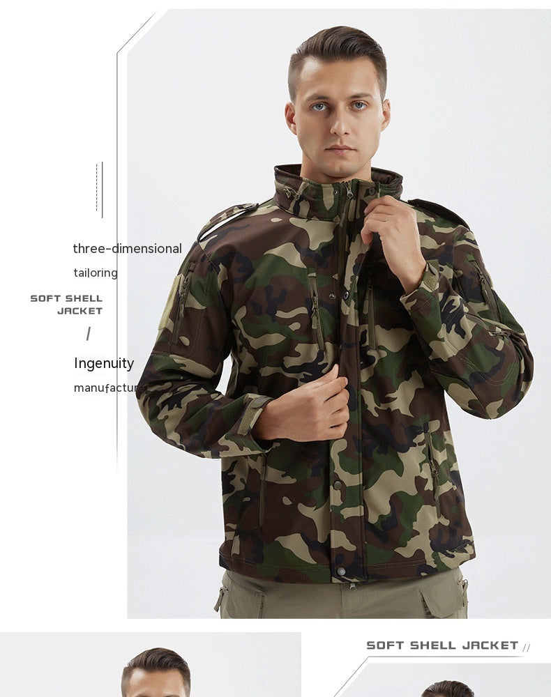 Men's Fleece Camouflage Waterproof Soft Shell Jacket