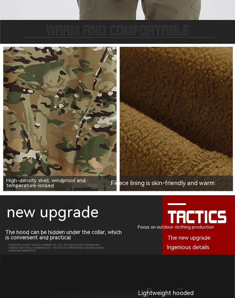 Men's Fleece Camouflage Waterproof Soft Shell Jacket