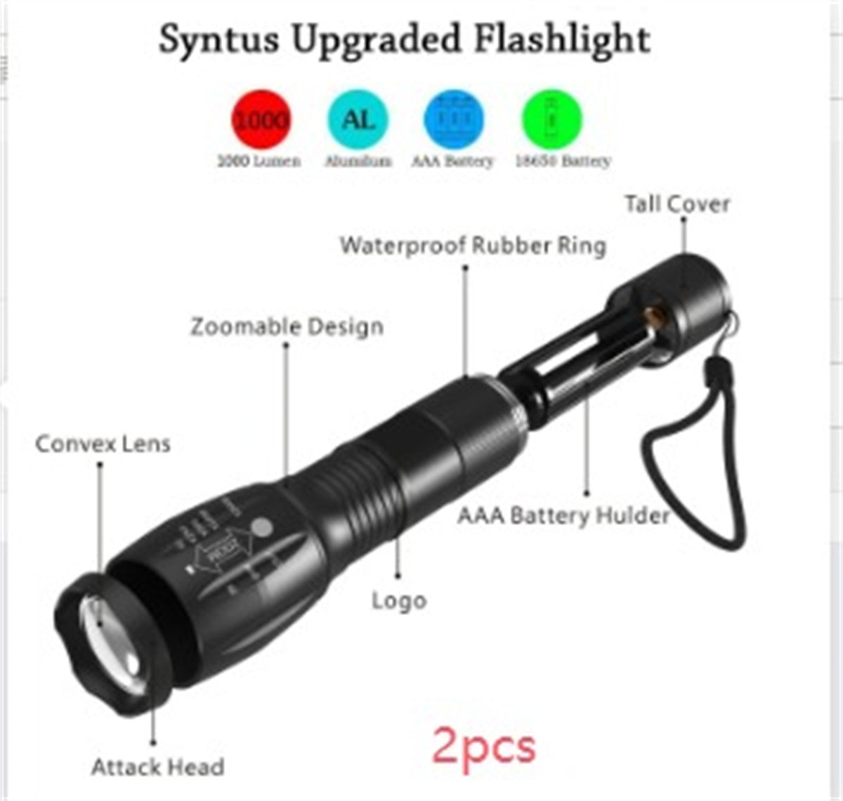 Portable Mini Flashlight LED ZOOM Torch
