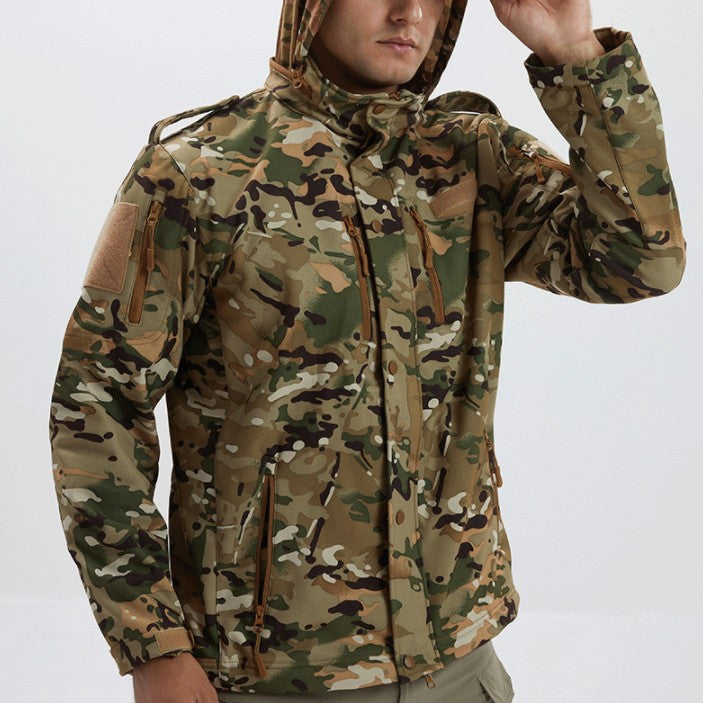 Men's Fleece Camouflage Waterproof Soft Shell Jacket